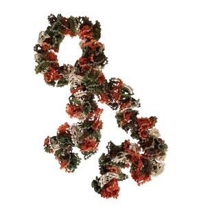 Fall Autumn Crochet Scarf Ruffle Spiral Green Orange Beige Cream Potato Chip